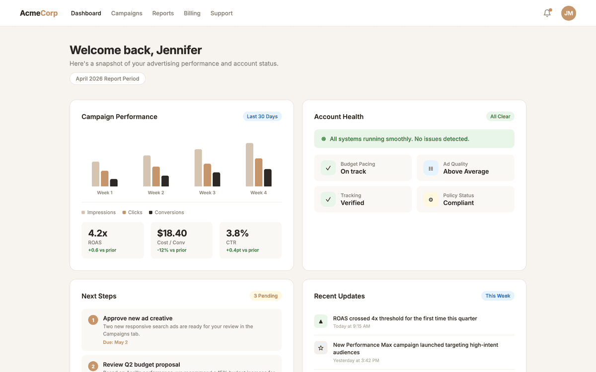 Screenshot of Client Microsites